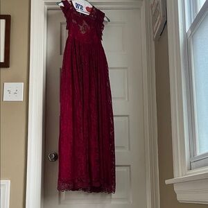 Elegant Burgundy Lace Kids Formal Dress
